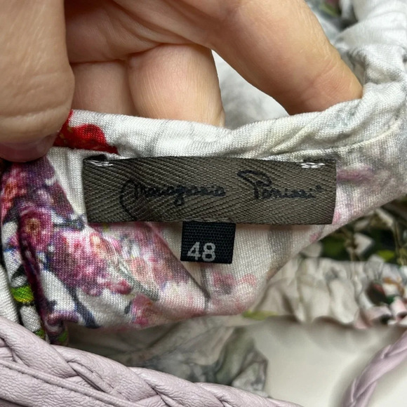 MARIAGRAZIA PANIZZI RARE Artsy Floral Strappy Faux Leather Harem Jumpsuit Romper - Picture 7 of 11